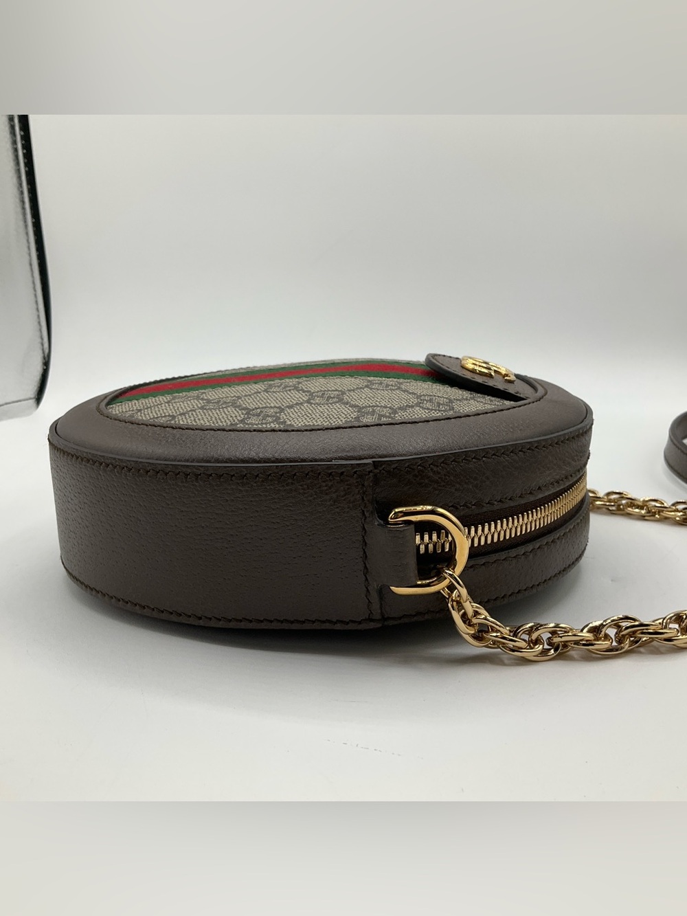 Gucci Ophidia Mini GG Round Shoulder Bag Supreme Monogram Canvas Web Stripe - Picture 9 of 15
